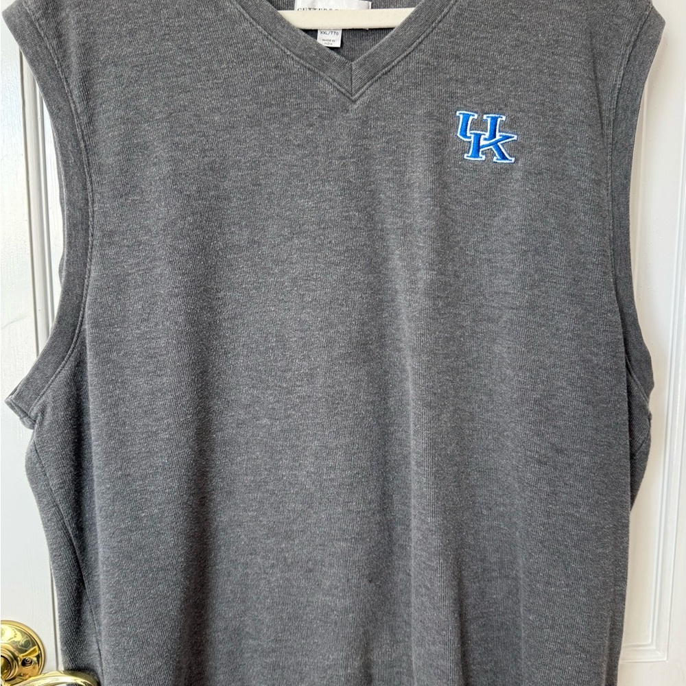 Cutter & Buck University of KY Gray V-Neck Sleeveless Sweater Size XXL